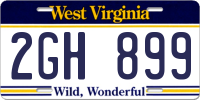 WV license plate 2GH899
