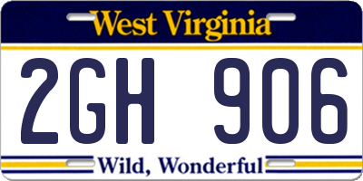 WV license plate 2GH906
