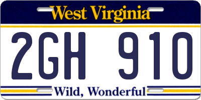WV license plate 2GH910