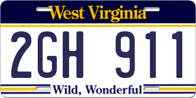 WV license plate 2GH911