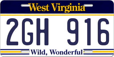 WV license plate 2GH916