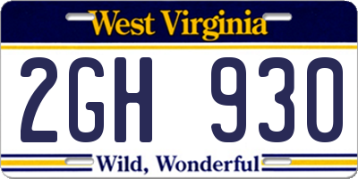 WV license plate 2GH930