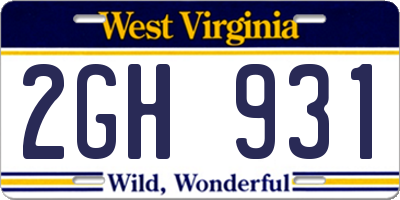 WV license plate 2GH931
