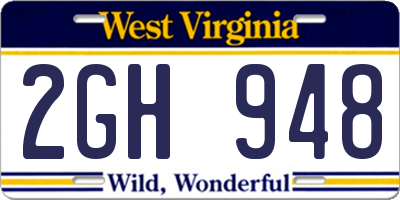 WV license plate 2GH948