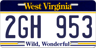 WV license plate 2GH953
