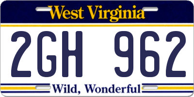 WV license plate 2GH962
