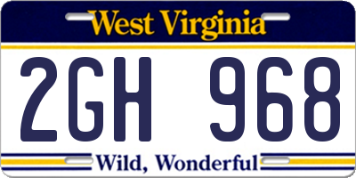 WV license plate 2GH968