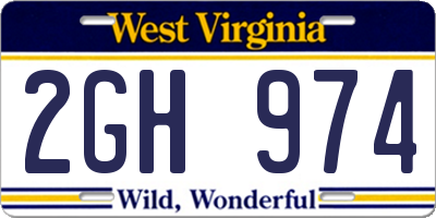 WV license plate 2GH974