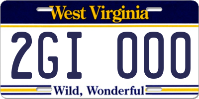 WV license plate 2GI000
