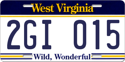 WV license plate 2GI015
