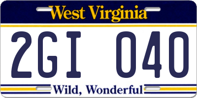 WV license plate 2GI040