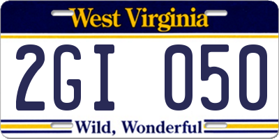 WV license plate 2GI050