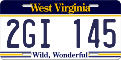 WV license plate 2GI145