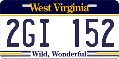 WV license plate 2GI152