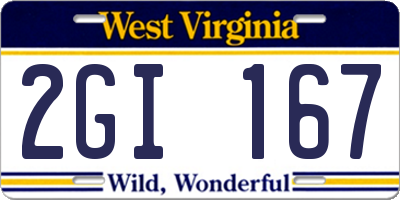 WV license plate 2GI167