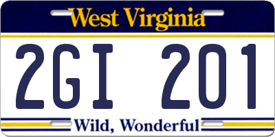WV license plate 2GI201