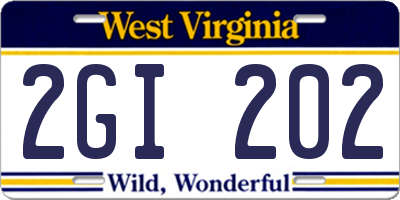 WV license plate 2GI202
