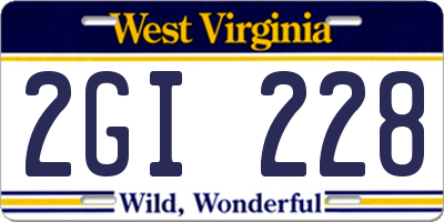 WV license plate 2GI228