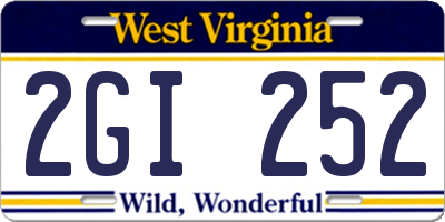 WV license plate 2GI252