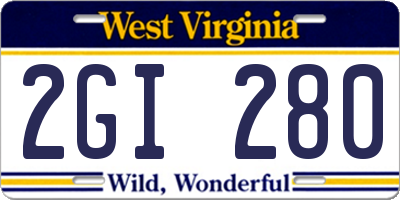 WV license plate 2GI280