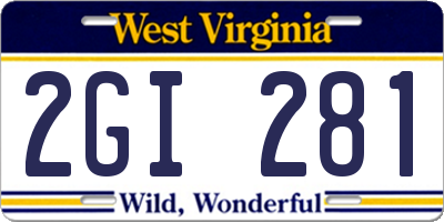 WV license plate 2GI281