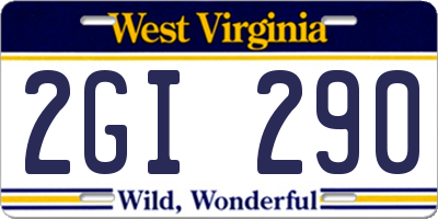 WV license plate 2GI290