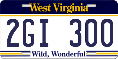 WV license plate 2GI300