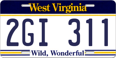 WV license plate 2GI311