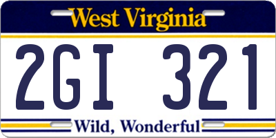 WV license plate 2GI321