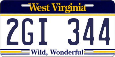 WV license plate 2GI344