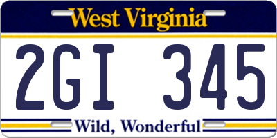 WV license plate 2GI345