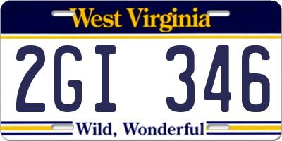 WV license plate 2GI346