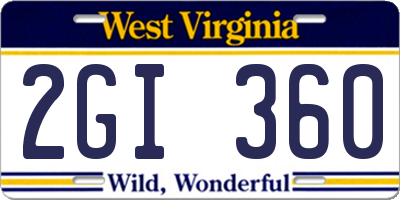 WV license plate 2GI360