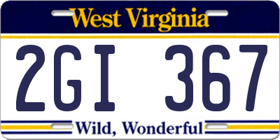 WV license plate 2GI367