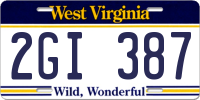 WV license plate 2GI387