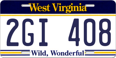 WV license plate 2GI408
