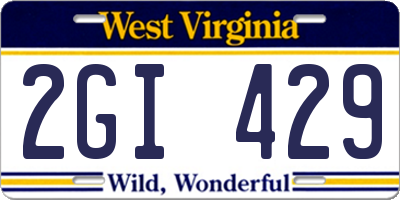 WV license plate 2GI429