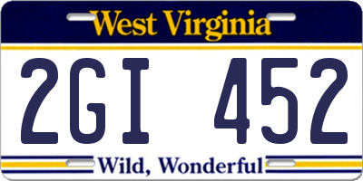 WV license plate 2GI452