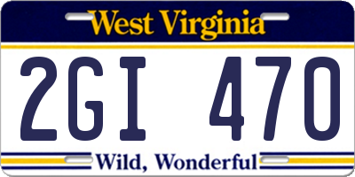 WV license plate 2GI470