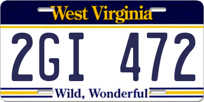 WV license plate 2GI472