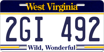 WV license plate 2GI492
