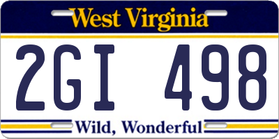 WV license plate 2GI498