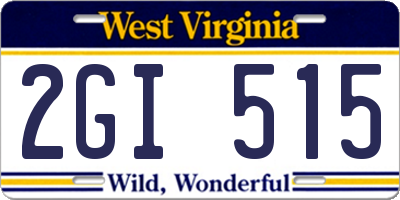 WV license plate 2GI515