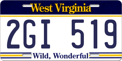 WV license plate 2GI519