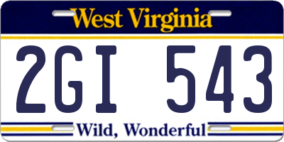 WV license plate 2GI543