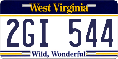 WV license plate 2GI544
