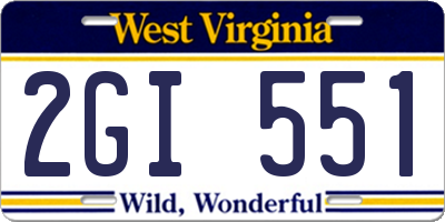 WV license plate 2GI551