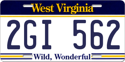 WV license plate 2GI562