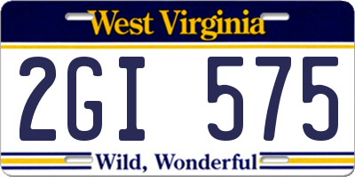 WV license plate 2GI575