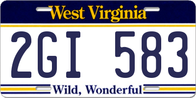 WV license plate 2GI583